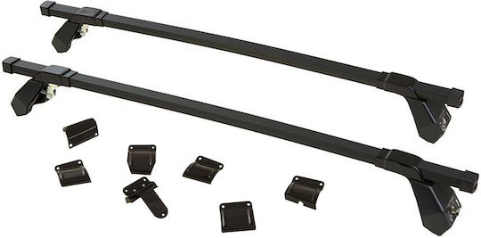 Hermes Metallic Car Roof Bars 110cm for Fiat Grande Punto 5D Set with Roof Rack Legs Black
