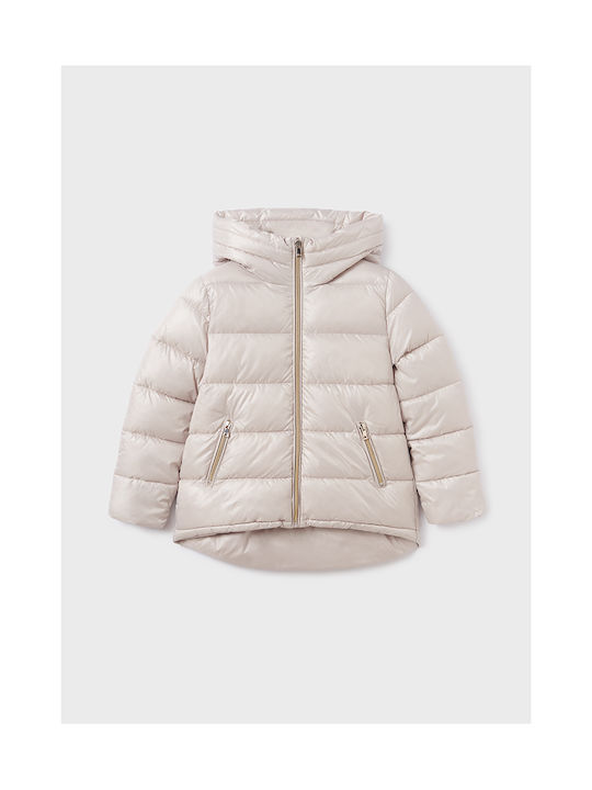 Mayoral Girls Quilted Coat Beige with Ηood