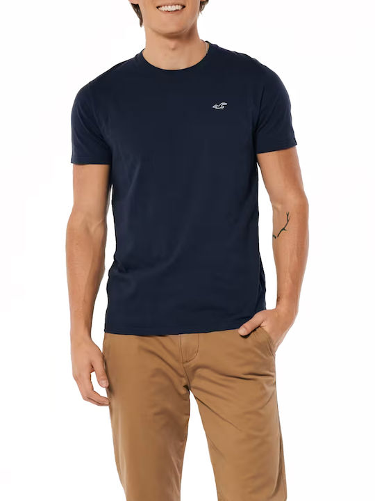 Hollister T-shirt Bărbătesc cu Mânecă Scurtă Albastru