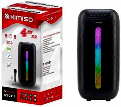 Kimiso Ηχείο Karaoke με Ενσύρματo Μικρόφωνο και Εφέ Φωτισμού QS-2411 QS-2411 Μαύρο