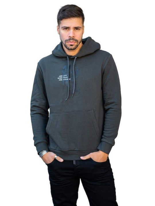 Yolofashion Herren Sweatshirt mit Kapuze und Taschen Khaki