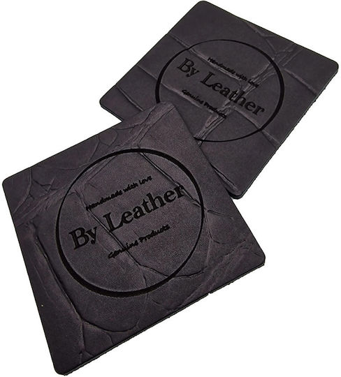ByLeather Σουβέρ Στρογγυλό από Δερματίνη Μαύρο 9cm 4τμχ