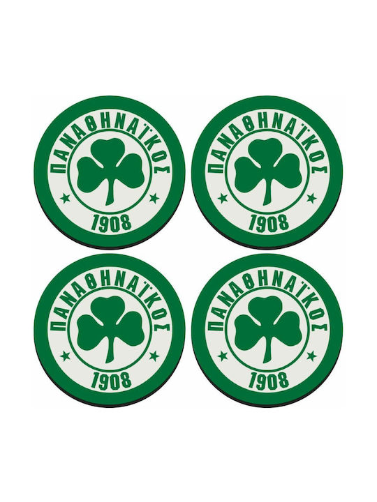 Koupakoupa Round Wooden Green Coasters 4pcs
