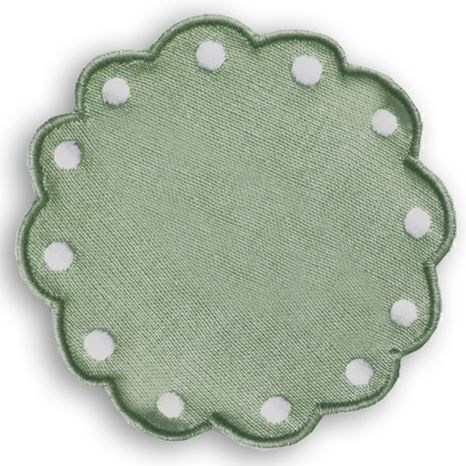 Round Fabric Green Coasters 6pcs