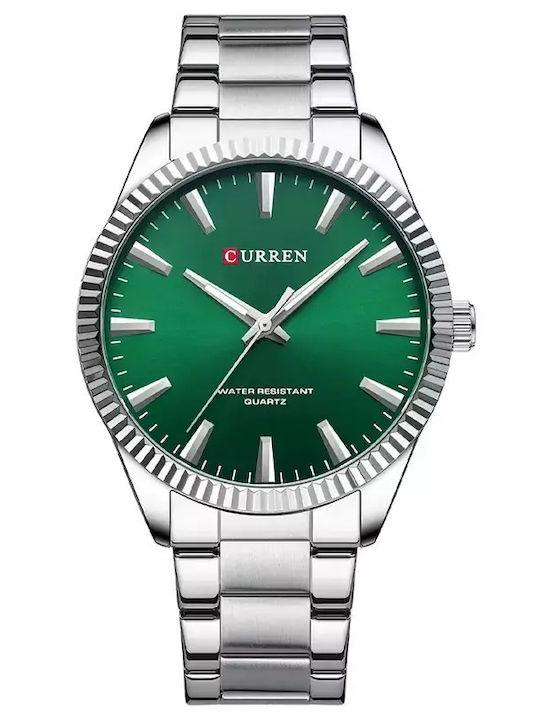 Curren Ανδρικό Ρολόι 44mm Μπαταρίας με Πράσινο Μεταλλικό Μπρασελέ
