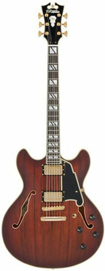 D'Angelico Deluxe DC Satin Chitară Electrică ES cu HH Configurație Doze Maro
