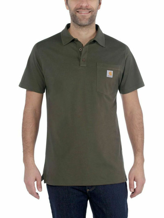 Carhartt FORCE DELMONT Ανδρικό T-shirt Κοντομάνικο Polo Πράσινο