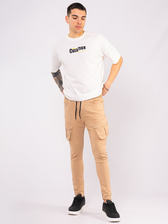 The Lady Men's Trousers Elastic in Slim Fit Beige