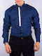 Long Sleeve Polka Dot Navy Blue Shirt