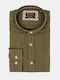 Fragosto Men's Shirt Long Sleeve Linen Khaki