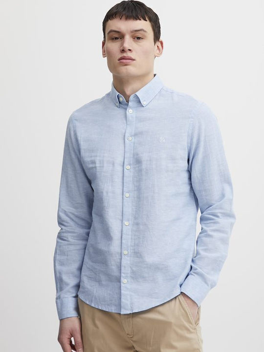 Casual Friday Langärmlig Leinen Hemd Hellblau
