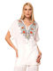 Queen Fashion Women's Summer Blouse Short Sleeve White