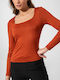 Maki Philosophy Women's Blouse Long Sleeve Orange