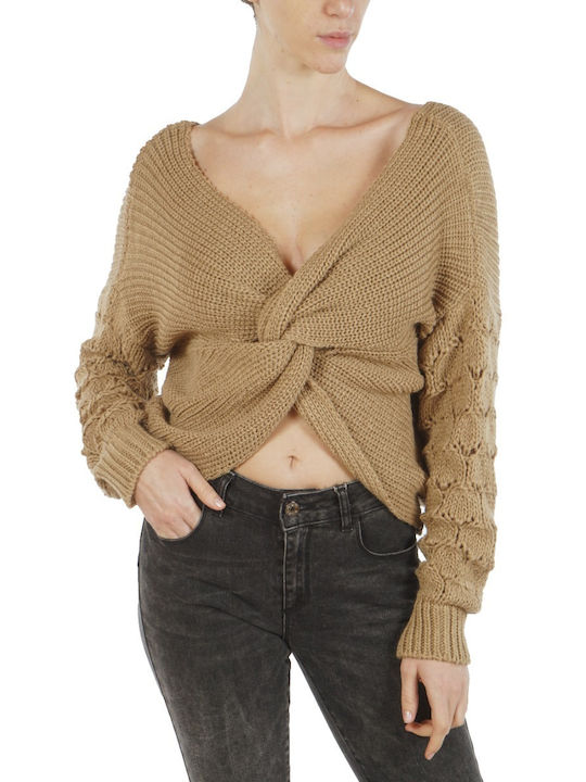 MY T Women's Long Sleeve Sweater Beige