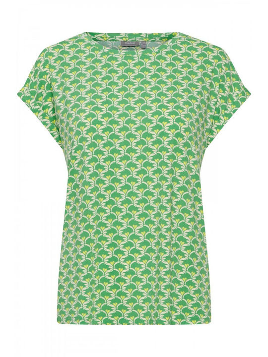 Fransa Women's Tunic Dress Short Sleeve Green