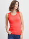 Fransa Women's Summer Blouse Cotton Sleeveless Orange