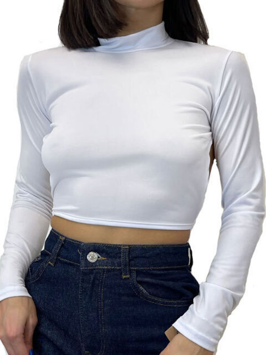 Chica Women's Crop Top Turtleneck Long Sleeve W...
