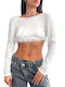 Chica Women's Crop Top Long Sleeve White