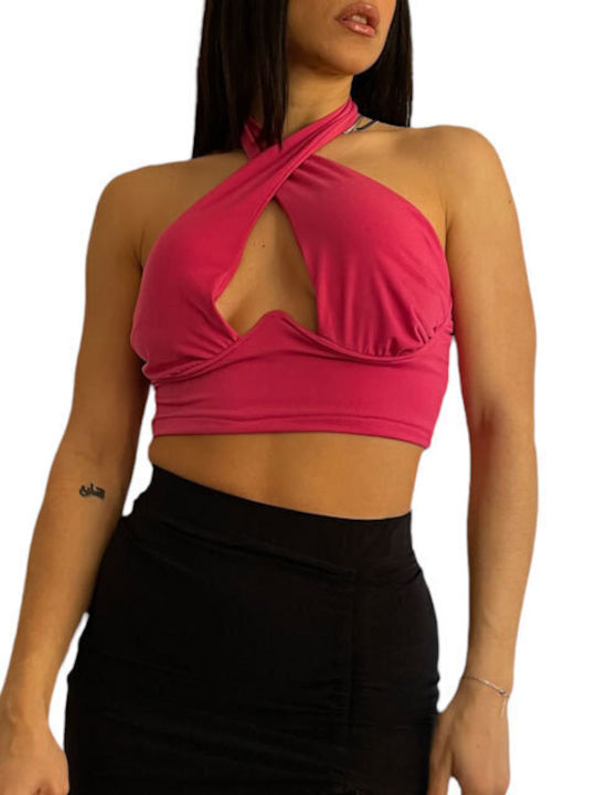Γυναικείο Crop Top Αμάνικο Καλοκαιρινό Ροζ