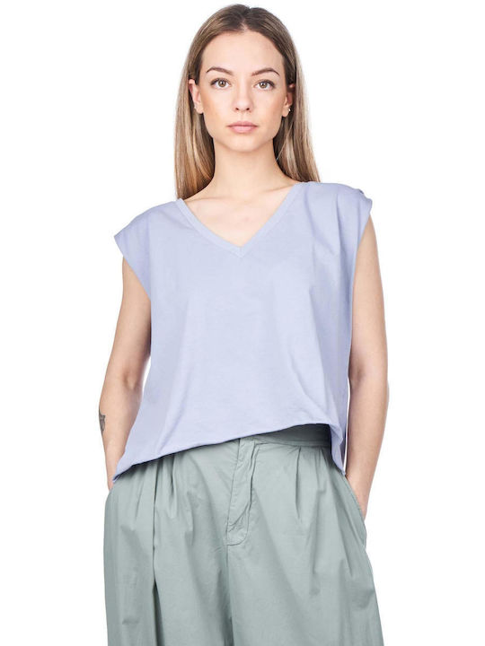 Crossley Women's Summer Blouse Sleeveless with V Neckline Purple