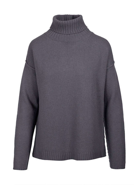 Crossley Women's Long Sleeve Sweater Woolen Turtleneck Gray