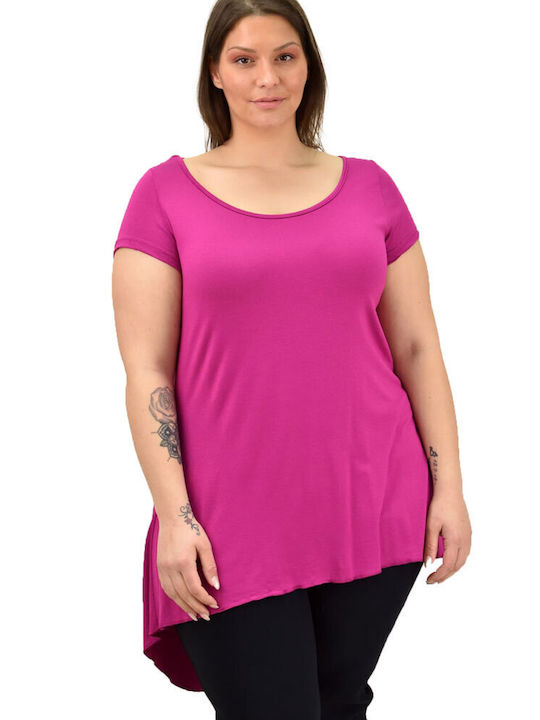 First Woman Women's Summer Blouse Short Sleeve Purple