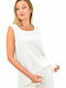 First Woman Women's Summer Blouse Cotton Sleeveless White