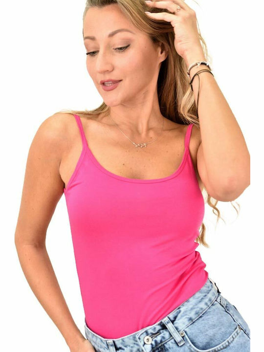 First Woman Women's Summer Blouse Cotton with Straps Fuchsia
