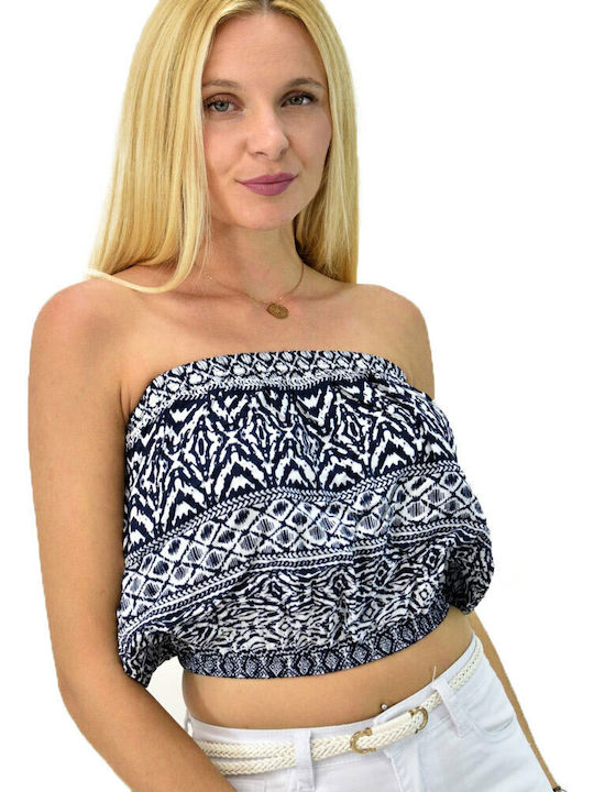 First Woman Women's Summer Crop Top Navy Blue