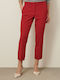 Women's Fabric Trousers Slim Fit Red