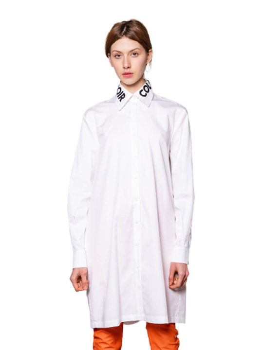Collectiva Noir Midi Hemdkleid Kleid Weiß
