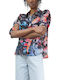 Women's Floral Short Sleeve Shirt Black