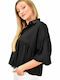 Langärmelig Damen Hemd Schwarz Monochrom