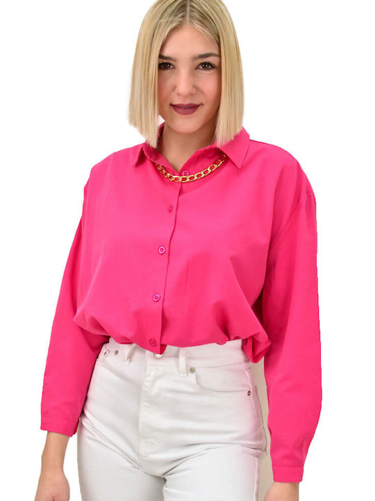 Potre Women's Monochrome Long Sleeve Shirt Fuchsia