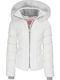 BVDS Kurz Damen Puffer Jacke mit pelziger Kapuze für Winter Weiß