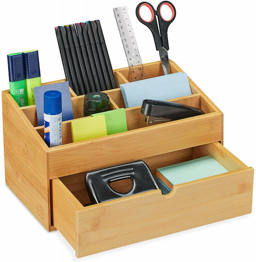 Lemnoasă Suport pentru creioane în Culoare Bej 1buc 28x16.5x15cm