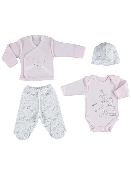 Biorganic Set Babystrampler Langärmliges mit Hose Mehrfarbig 4Stück