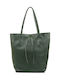 Leather Women's Bag Shopper Shoulder Green