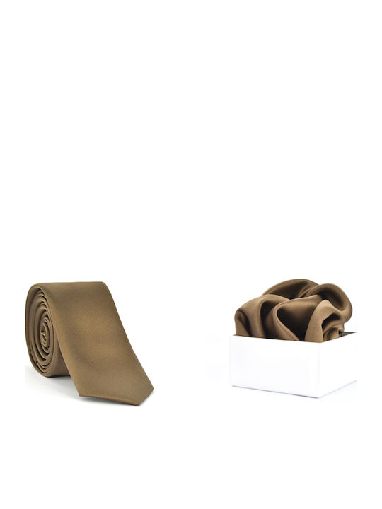 Messaggero Synthetic Men's Tie Set Monochrome Beige