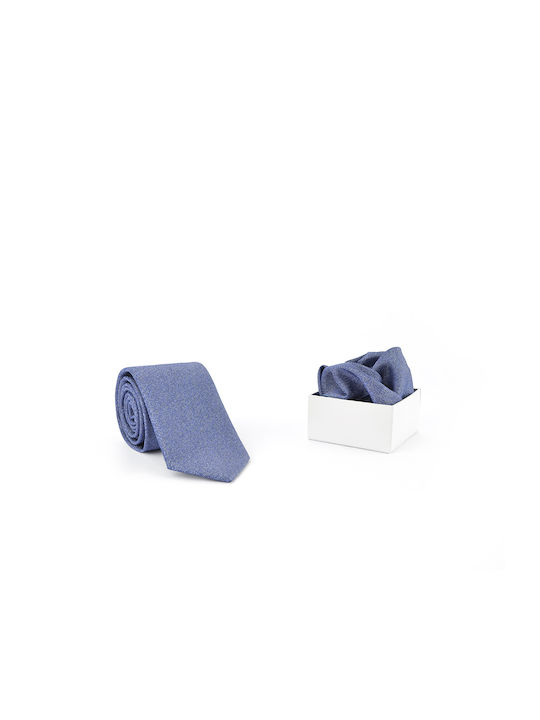 Messaggero Herren Krawatten Set Synthetisch Monochrom in Blau Farbe