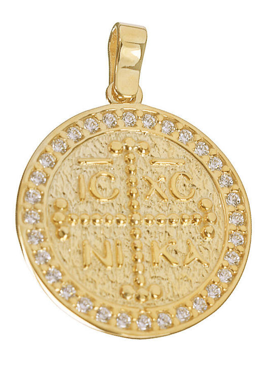 Gatsa Charm Talisman Constantine with Stones from 14K Gold with Zircon