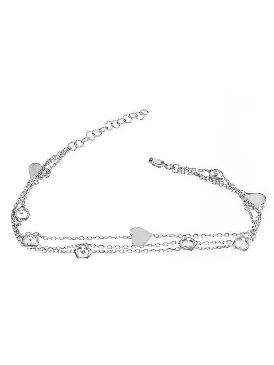 Gatsa Bracelet Chain with design Heart made of Silver Gold Plated with Zircon