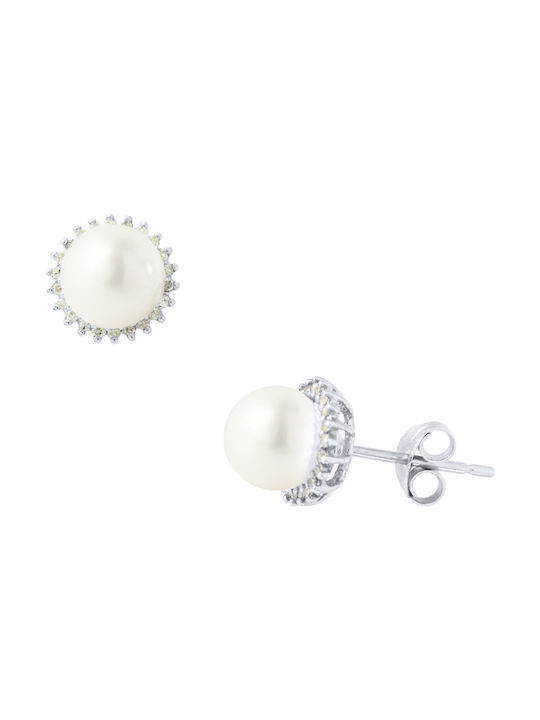 Margaritari Earrings with Diamond & Pearls