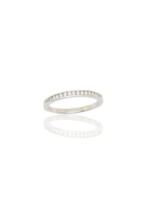 Mentzos Women's White Gold Half Eternity Ring with Diamond 18K