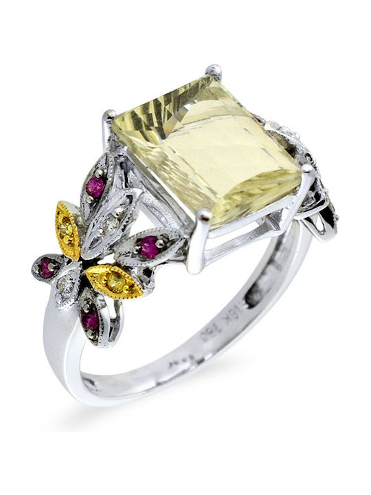 Margaritari Дамски Пръстен с Диамант от Бяло злато 18K