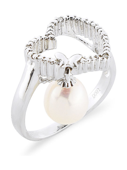 Margaritari Damen Ring mit Perlen & Diamant aus Silber