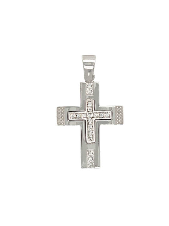 Xryseio Women's White Gold Cross 9K