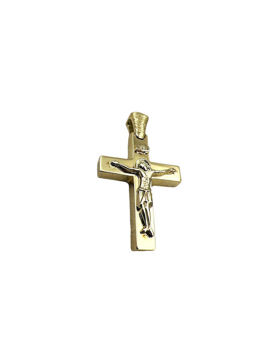 Xryseio Herren Gold Kreuz 14K mit dem Gekreuzigten