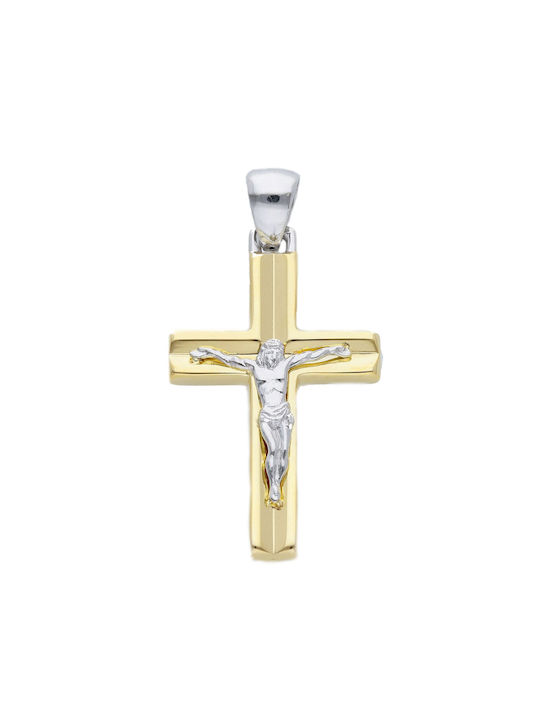 Mentzos Gold Kreuz 14K mit dem Gekreuzigten