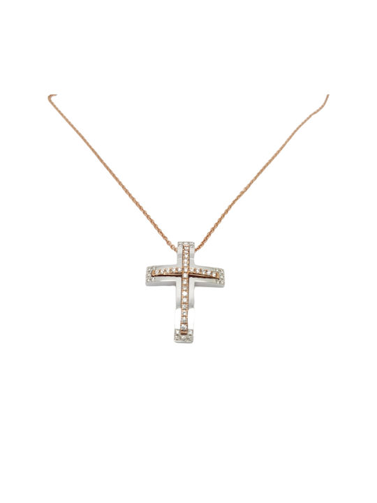 Mentzos White Gold Cross 18K with Chain